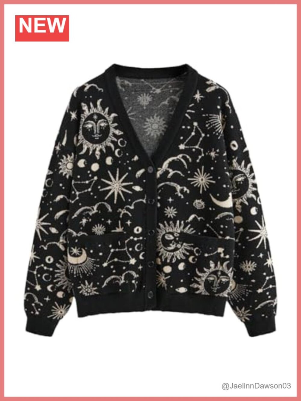 Plus Size Graphic Button Up Cardigan Sweater Long Sleeve V Neck Knit